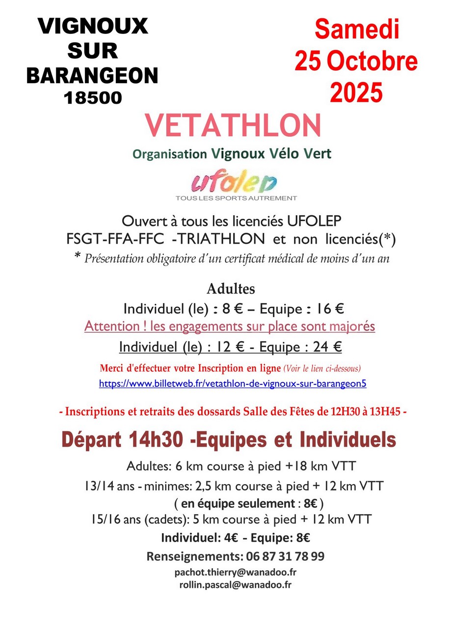 Vétathlon de Vignoux sur Barangeon (Cher)